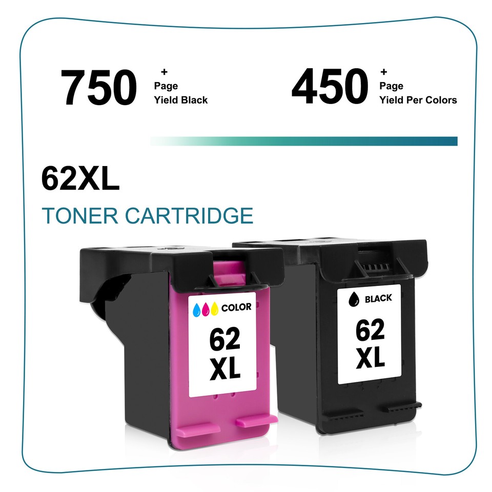 62XL XXL Ink Cartridges For HP Ink 62 XL Envy 5540 5640 5660 5740 7640 ...