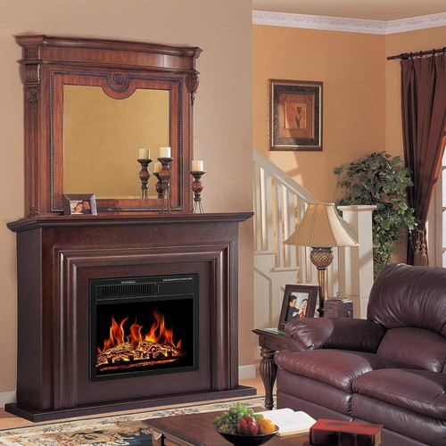 36'' Walnut Brown Electric Fireplace with Mantel Package Heater from GA 31408 - Picture 6 of 8