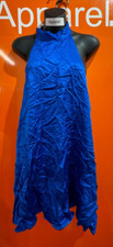 🔥 Zara Satin High Neck Halter Dress, Blue, NEW, Size Small, B155
