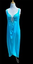 Vtg Vassarette Blue Nightgown Chemise Maxi Nylon Size 36 As Is