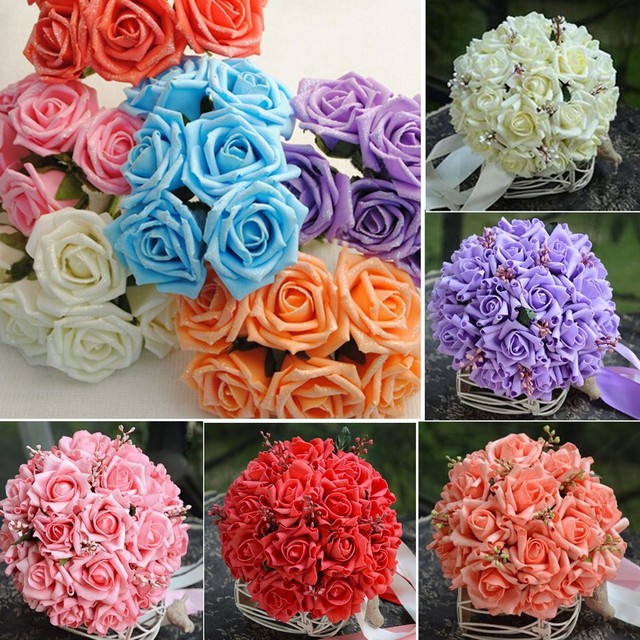 100 Rose Heads Artificial Flowers Wedding Bride Bouquet Party Decor DIY