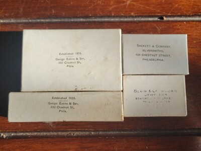 4 Antique Philadelphia Jewelry Store Advertising Presentation Boxes