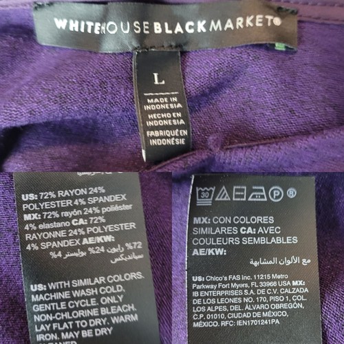 WHBM Plunging Open Back Sweater Set L Purple Long Sleeve Layered Tank 2pc - Picture 2 of 14