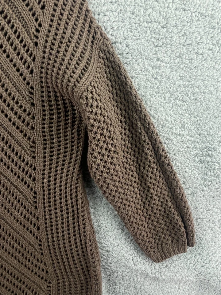 Womens United States Sweaters Brown Ribbed Knit 3/4 Sleeve Crew Neck Size Medium - Image 4 of 4