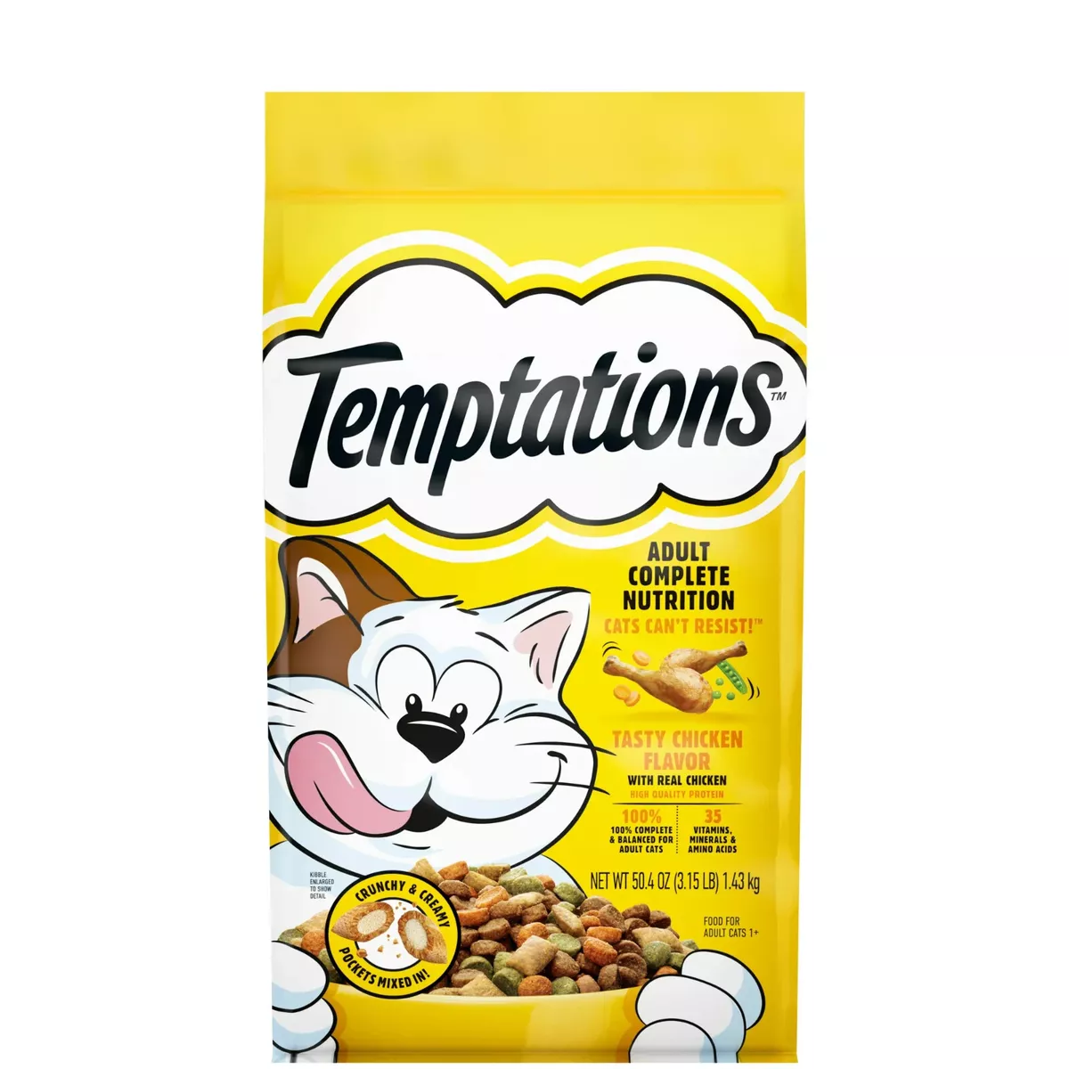 TEMPTATIONS Tasty Chicken Flavor Adult Dry Cat Food 3.15 lb Bag