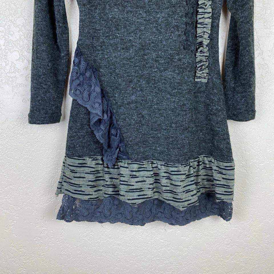 John Fashion L свитер платье туника смешанных медиа серый носимый искусства кружева отделки богемное - Изображение 3 из 4