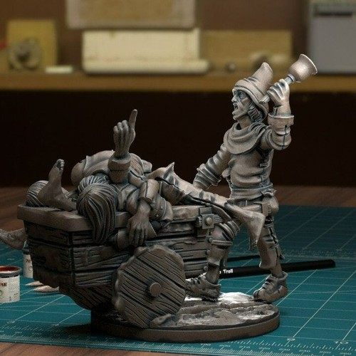 Dead Body Collector Cart Miniature Resin Print TTRPG Fantasy D&D 32mm Medieval - Picture 3 of 4
