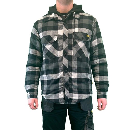 Dewalt Hooded Jacket Lumberjack Check Quilted Shirt with Full Zip Warm & Stylish - Picture 3 of 10
