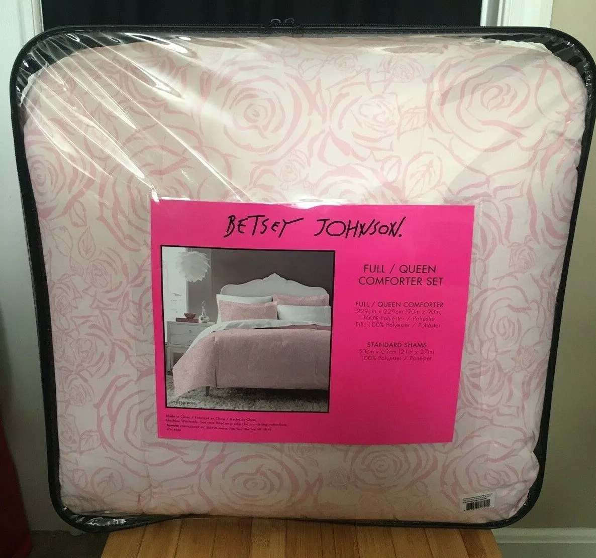 VERY RARE BETSEY JOHNSON INVERSE ROSE FULL QUEEN COMFORTER