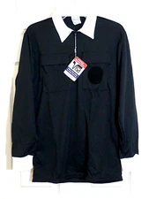 NWT Men's or Women's Official Sports Long Sleeve Referee Shirt Jersey, Black, M