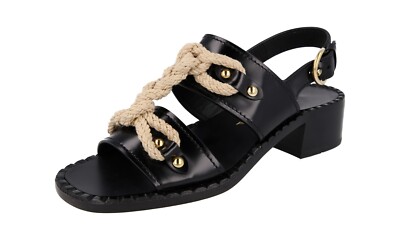 PRADA Leder Slingback Pumps Sandalen - 1X190M - Schwarz - NEU