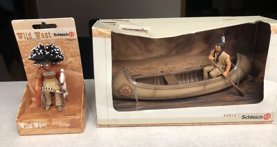 シュライヒ　インディアン フィギュア カヌー Schleich 42013 Wild West Sioux Canoe rare retired indian