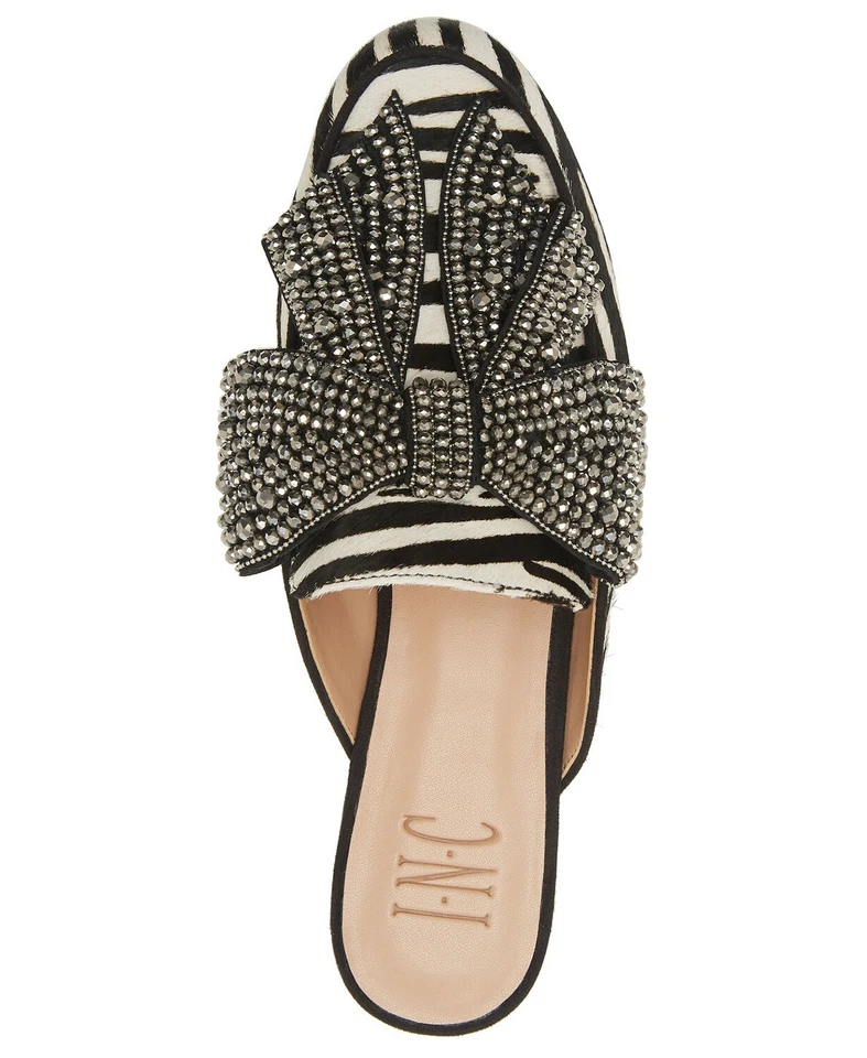 INC INTERNATIONAL CONCEPTS GANNIE AMAZING ZEBRA Crystal Bow Mules 6 LOVE SHOES