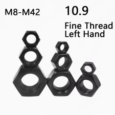 Fine Thread Left Hand Black 10.9 Steel Hexagon Nuts M8 M10 M12 M14 M16 M18-M42