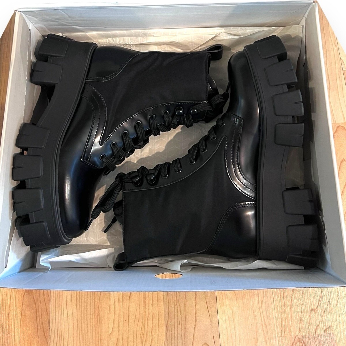 Marc Fisher LTD Happy Chunky Platform Black Lace Up Boots - Main Image