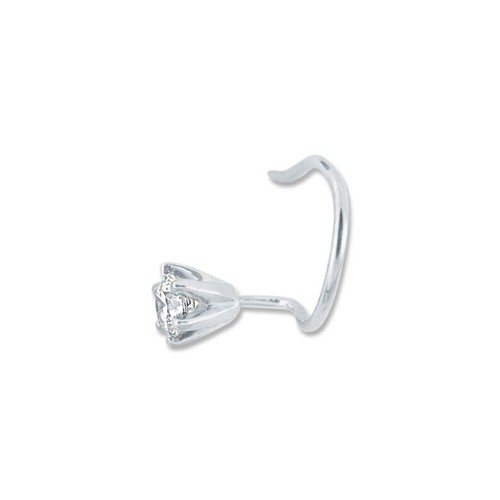 10K White Gold 0.08 CT Round Cut Natural Diamond G-H / I3 Nose Pin for Womens - Imagen 2 de 3