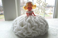 Vintage Doll with Handmade White Crocheted Doll Dress