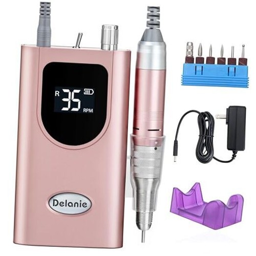 Professional Nail Drill Machine 35000 RPM, Portable Nail Drills for Rose Gold