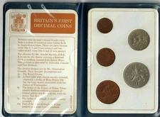 Britian FIRST Decimal Coin Set Presentation Collection Uncirculated 1971-1968 