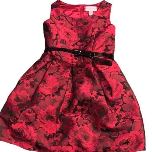 Childrens Palace Girls Dress 12 Burgundy Red Jacquard Floral Holiday Party NWT - Picture 5 of 7