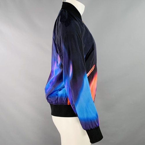 PAUL SMITH Größe M Abstrakt Feuer Schwarz Mehrfarbig Nylon Bomber Jacke - Bild 2 von 6