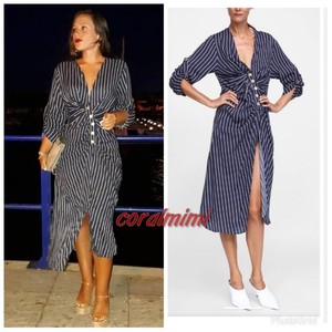 zara striped dress with buttons