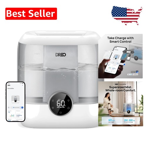 6L Smart Ultrasonic Humidifier: 28dB Quiet, Night Light, for Large Rooms