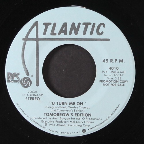 TOMORROW'S EDITION: u turn me on / mono ATLANTIC 7" Single 45 RPM - Picture 1 of 2