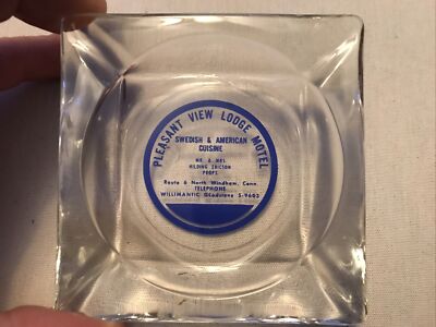 PLEASANT VIEW LODGE MOTEL VINTAGE ADVERTISING ASHTRAY, WINDHAM, CONNECTICUT