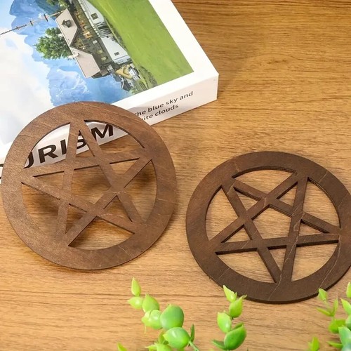 Wooden Altar Tile with Pentacle - Wicca Witch Ritual Plaque Pentagram Spells - Picture 5 of 5
