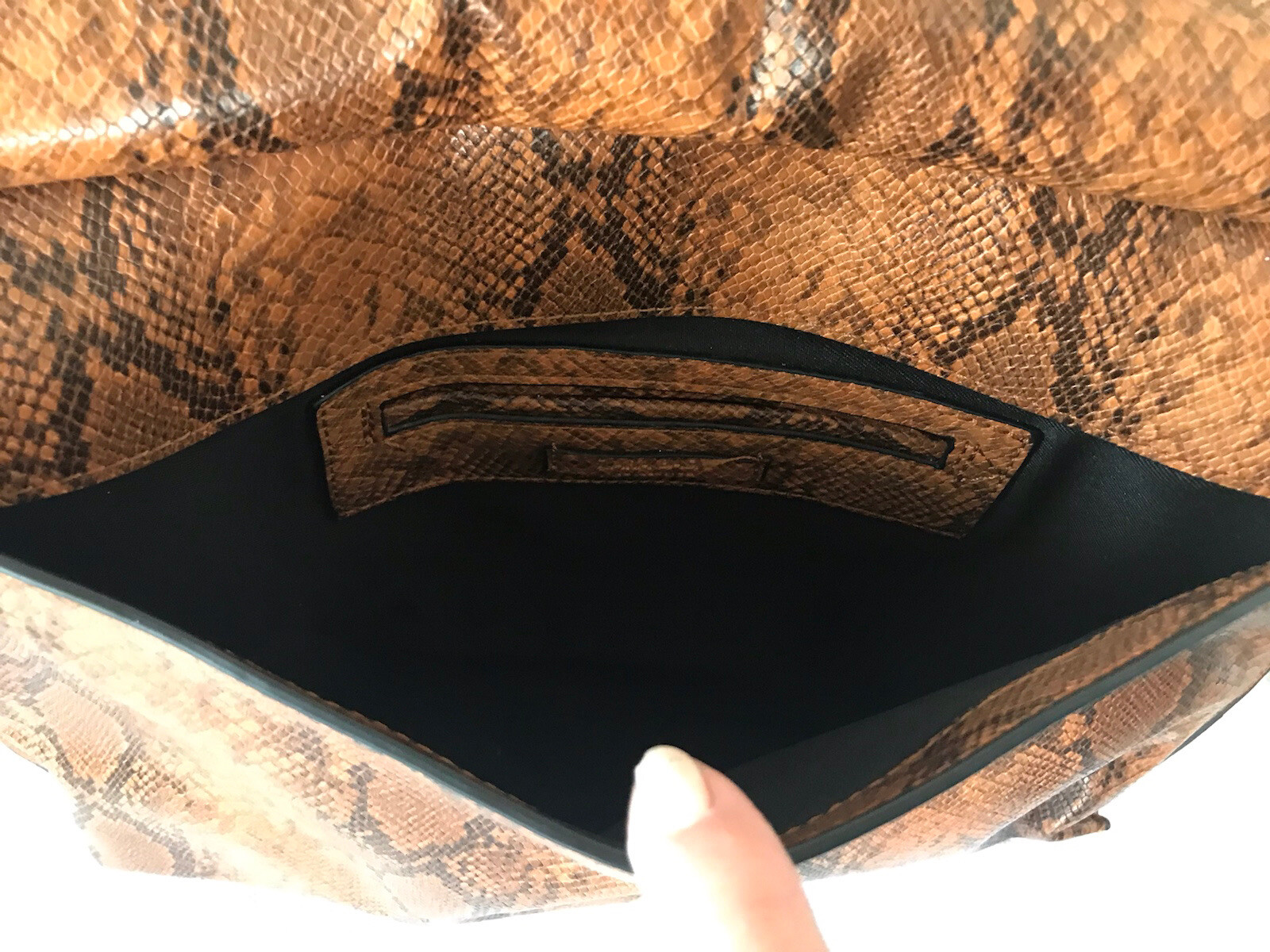 Zara Basic Snakeskin Print Leather Crossbody Oran… - image 4