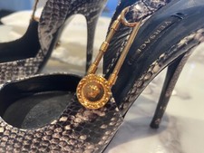 versace womens heels slingback snake skin