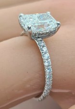 3.51 Ct E VS1 Lab Grown Radiant Diamond Engagement Ring IGI Certified 14k White