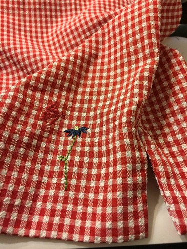 Markenlos Damen Freizeit Blumendetail Kariert Lange Caprihose Größe L Rot - Bild 7 von 11
