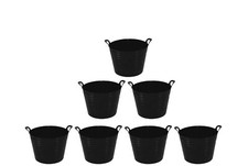 [Set of 7] Plastic 20L Flexi Tub Garden Feed Trug Flexible Storage Carry Bucket