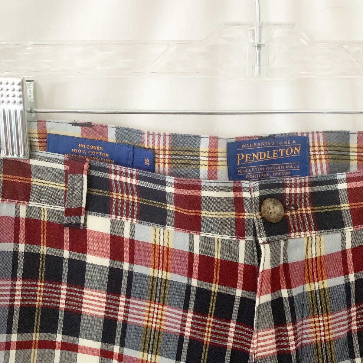 その他 n Pendleton 36 Multi-Color Casual Flat Front Plaid Shorts Men's Hong