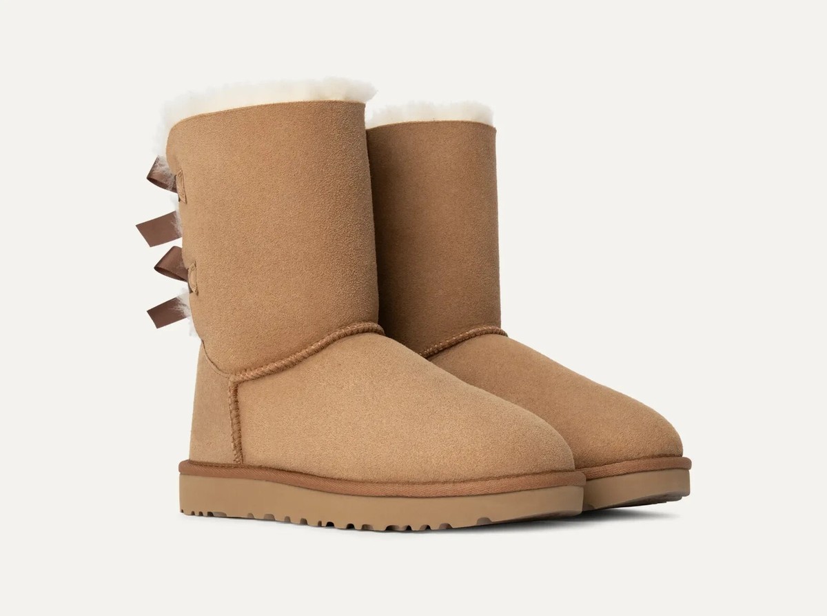 Women UGG Bailey Bow II Boot 1016225 Chestnut Twinface 100