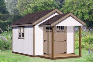 16' x 10' Potting Patio Shed with Porch Plans #P71610 