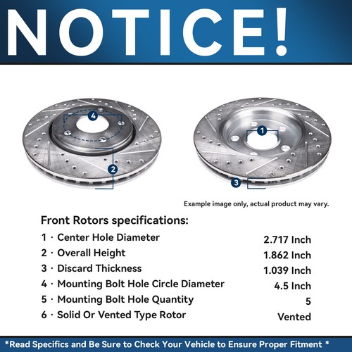For 2011 - 2015 Hyundai Sonata Kia Optima Front Rear Drilled Rotors Brakes Pads - Picture 4 of 11