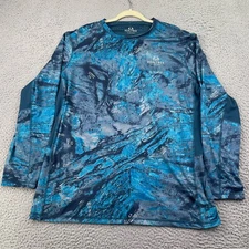 Realtree Fishing Shirt Mens 2XL Blue Gray Camo Aspect Performance Long Sleeve