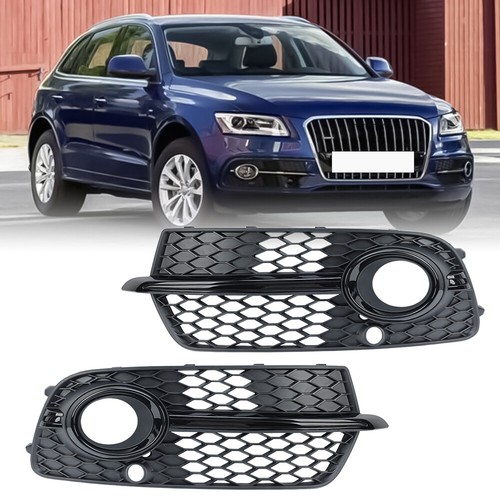 Pair Front Bumper Fog Light Grille Cover For Audi Q5 S-Line SQ5 2014-2017 Black - Picture 1 of 12