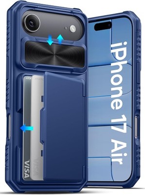 iPhone Air Wallet Case, Built-in Card Holder & Slide Camera Cover, RFID Blocking
