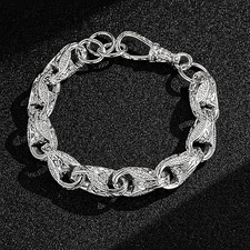 Unisex 925 Sterling Silver Chunky Tulip Belcher Bracelet Bold Link (15mm 9 Inch)