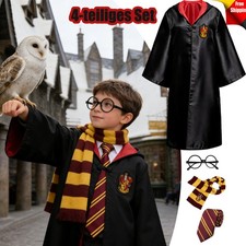 4 Stk Magier Robe Zauberer Kostüme Magisches Schuluniform Kostüm Set  für Kinder