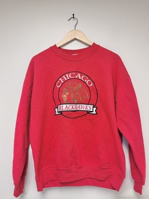 Nutmeg Mills Men s Chicago Blackhawks Red Vintage NHL Crewneck Sweatshirt USA L