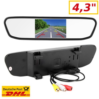 Auto KFZ Rückspiegel 4.3'' Monitor Rückfahrkamera TFT LCD Bildschirm 2-Wege Video