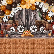 166 Pcs Western Cowboy Party Supplies Decorations Wild West Backdrop Tableclo...