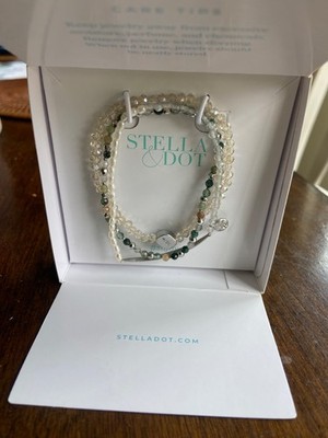 Stella & Dot collectors box stretch trio bracelet set bluegreen new in box
