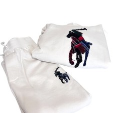 Polo Ralph Lauren Kids Plaid Big Pony Hoodie Sweatpants Set Size 7 White Preppy