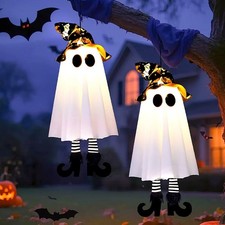 Halloween Hanging Ghost Decorations Outdoor Yard 2PC 18" Hanging Ghosts Set